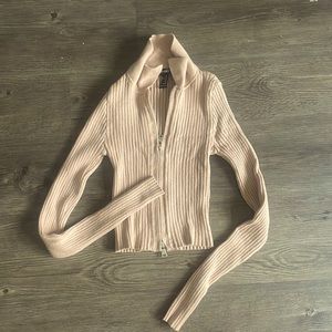 Tan zip up, crop top